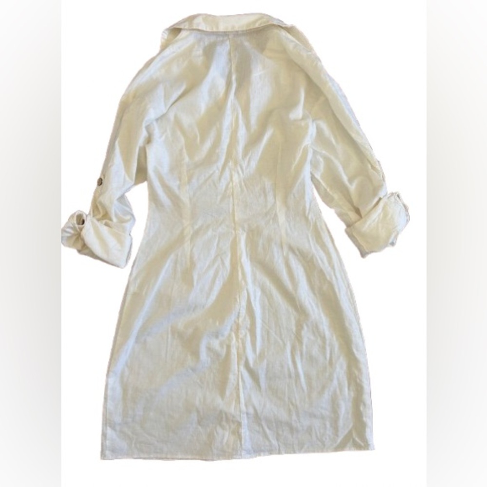 Zara Oyster White Button-Up Shirt Dress Size M - Picture 4 of 12